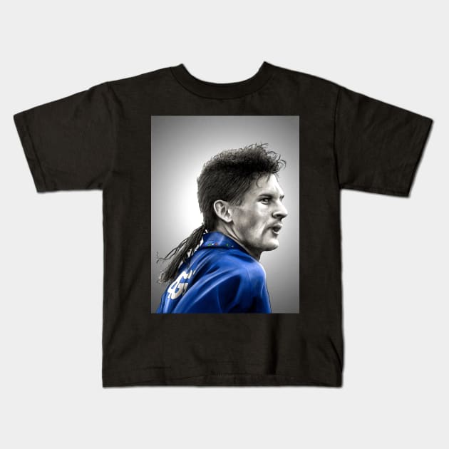 Roberto Baggio - Italy Football Artwork Kids T-Shirt by barrymasterson